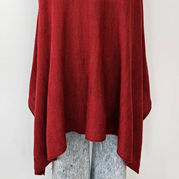 Simply Natural Baby Alpaca Knit Poncho Sweater Vest Burnt Red OS - Picture 9 of 12